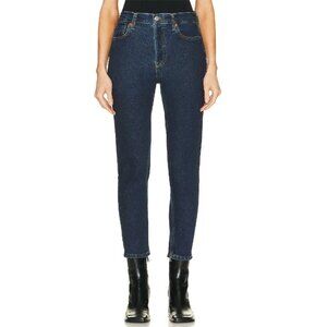 Re/Done 90's High Rise Ankle Crop in Dark Rinse